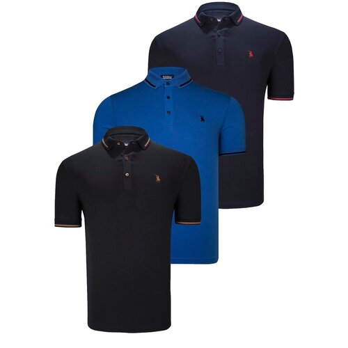 Dewberry TRIPLE SET T8586 MEN'S T-SHIRT-BLACK-NAVY-SAKS Cijene