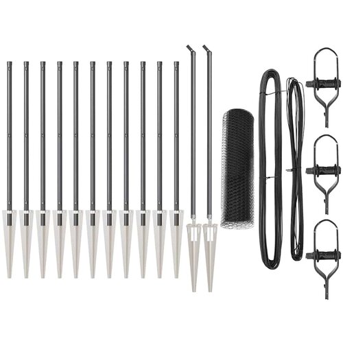 vidaXL Šesterokotna ograja Siva 0.6x25 m Jeklo, Ograjni stebri s konico 13 kos Ø32 mm 80 cm Galvanizirano jeklo Cene