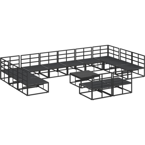 VidaXL Vrtna sedežna garnitura 13 pcs Črna 70 x 70 x 32 cm Aluminij Slike