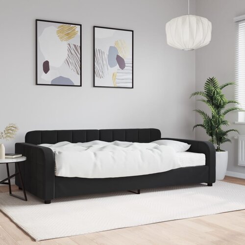 VidaXL Dnevna postelja z vzmetnico črna 100x200 cm žamet Slike