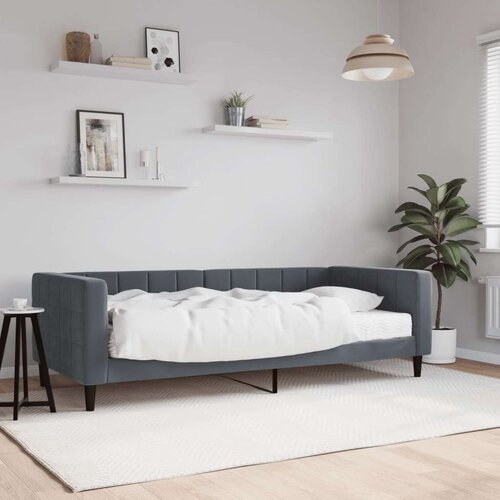 VidaXL Dnevni krevet s madracem tamnosivi 90 x 200 cm bar&amp;scaron;unasti Slike