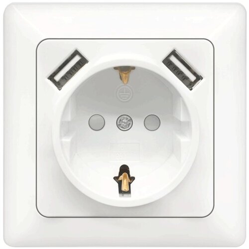 Aigostar bela zidna utičnica schuko 250V + 2x usb sa okvirom Slike