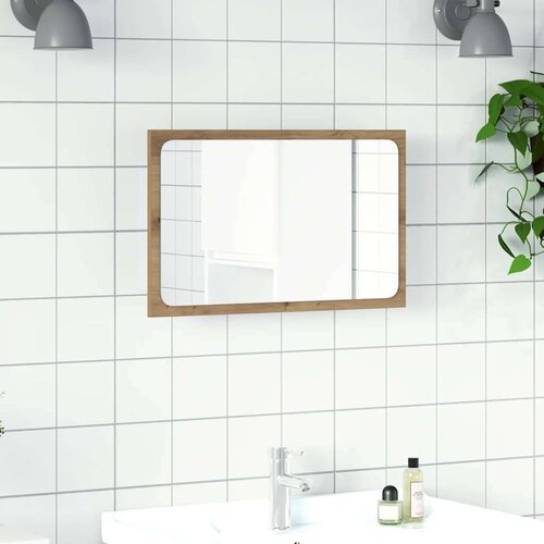 VidaXL Kupaonsko ogledalo s LED svjetlom boja hrasta 60x8,5x38 cm Slike