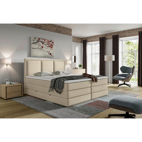 MID.YOU POSTELJA BOXSPRING 140 cm x 200 cm , tekstil bež Cene