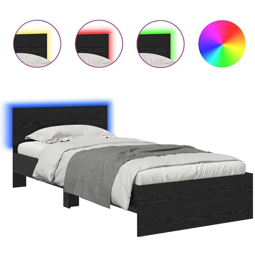 vidaXL konstrukcija postelje z led lučmi črna orehovina 90 x 200 cm, (5000100903) Cene