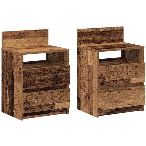VidaXL Noćni ormarići 2 kom s 2 ladice staro drvo 40x33x60 cm Slike