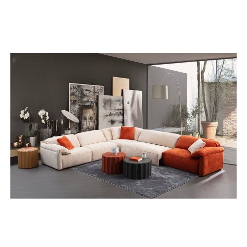 Atelier Del Sofa Kutna garnitura Flamingo, 335x405x105 cm, Krem-narandžasta Cene