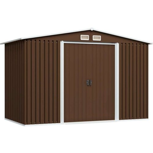 vidaXL Vrtna kućica za pohranu smeđa 257 x 205 x 178 cm čelična Cijene