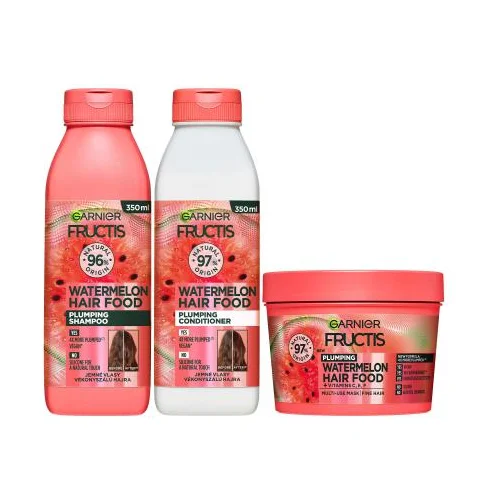 Garnier Fructis Hair Food Watermelon Plumping Shampoo Set šampon 350 ml + balzam za lase 350 ml + maska za lase 400 ml za ženske