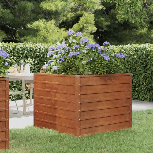 vidaXL Povišena vrtna gredica boja hrđe 100x100x77 cm čelik COR-TEN Cijene