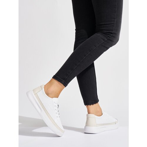 Sergio Leone Leather openwork sneakers white by Cene
