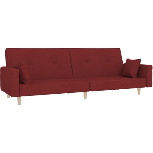 Maison Chic kavč - Sofa - Kanape dvosed z ležiščem in dvema blazinama vinsko rdeče blago, (21727887) Cene