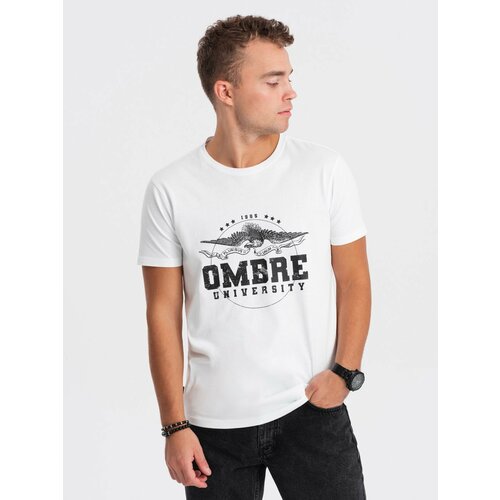 Ombre men's cotton t-shirt with military print - white Cene