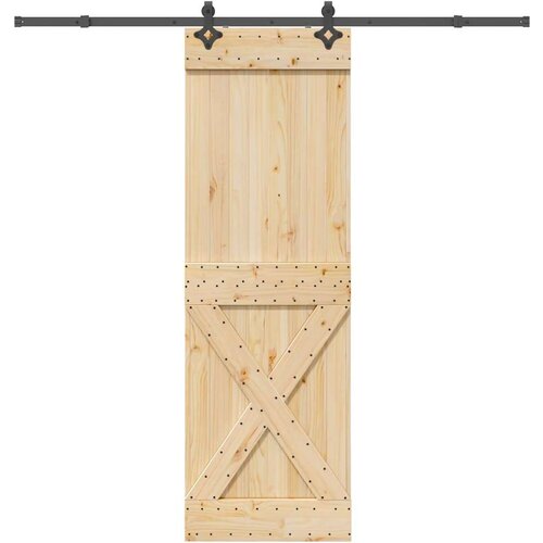 VidaXL Klizna vrata s priborom za montažu 70 x 210 cm masivna borovina Slike