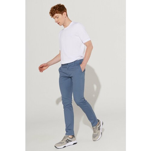 ALTINYILDIZ CLASSICS Men's Blue Slim Fit Slim Fit Cotton Flexible Comfort Dobby Trousers Slike