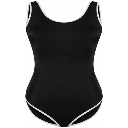 Trendyol curve black and white striped crew neck swimsuit Cene