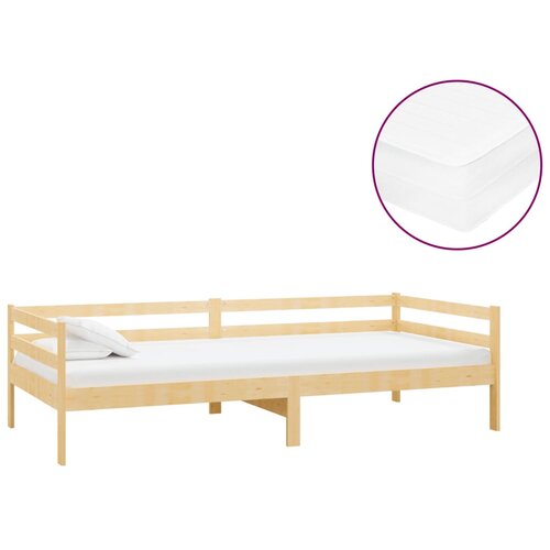  Dnevni ležaj s madracem 90 x 200 cm od masivne borovine Slike