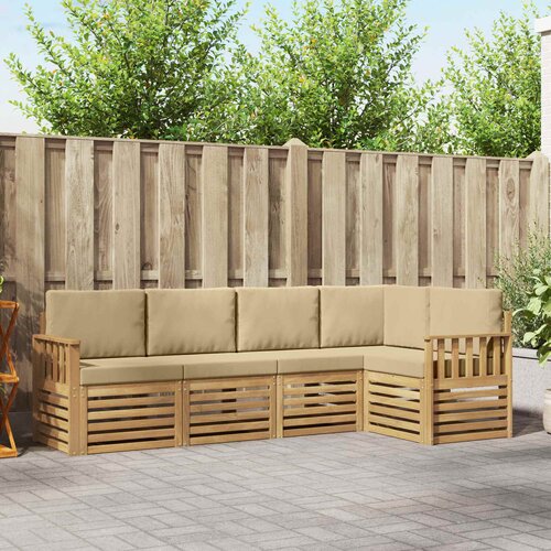  Set vanjskih sofa 5 pcs Bijela i bež 247 x 128,5 x 73 cm Slike