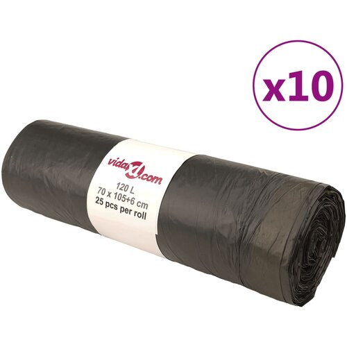 vidaXL vrečke za smeti z vrvico 250 kos črne 120 l Cene