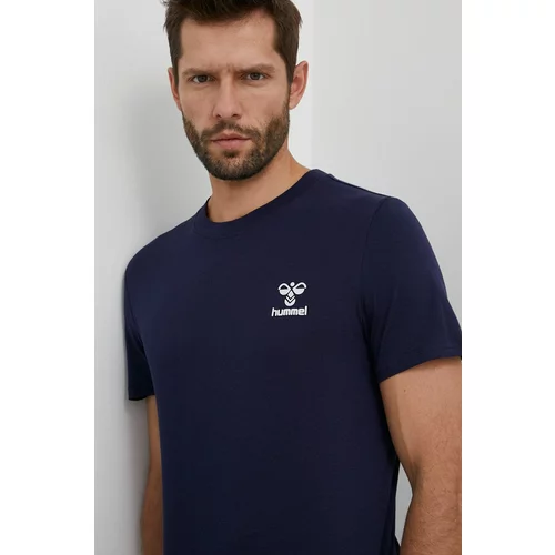 Hummel Bombažna kratka majica mornarsko modra barva