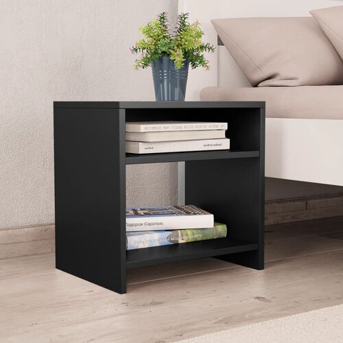 The Living Store Nočna omarica črna 40x30x40 cm iverna plo&amp;scaron;ča - Omarica Za Ob Posteljo, (21432844) Slike