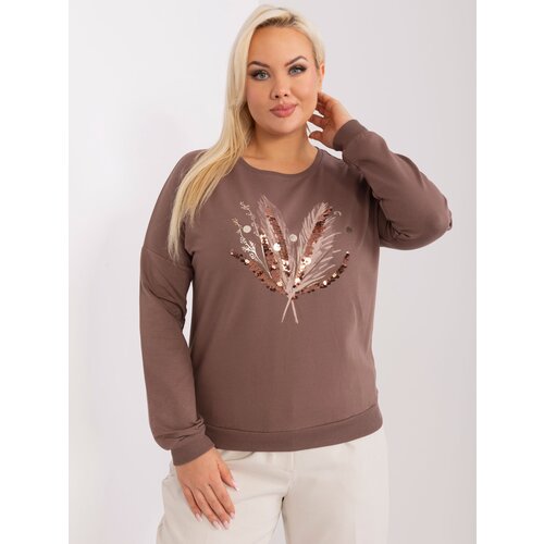 Fashion Hunters Brown women&amp;#039;s cotton blouse plus size Slike