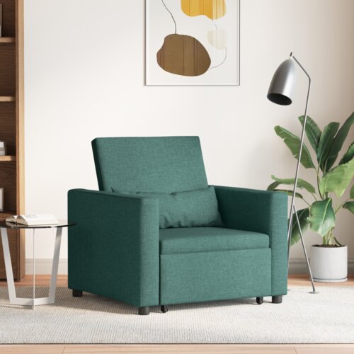  3-u-1 Singl Sofa Krevet Konvertibilna Tamnozelena Tkanina Slike