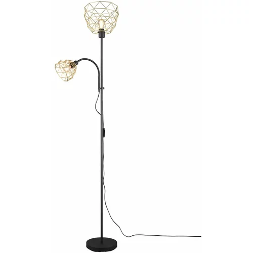 Tri O Crna/u zlatnoj boji stojeća svjetiljka s metalnim sjenilom (visina 180 cm) Haval –