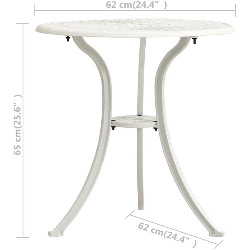  Vrtni stol bijeli 62 x 62 x 65 cm od lijevanog aluminija Slike