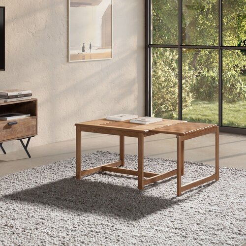 MOME Klubska mizica iz masivnega hrasta v naravni barvi 60x70 cm Unai &amp;ndash; Slike