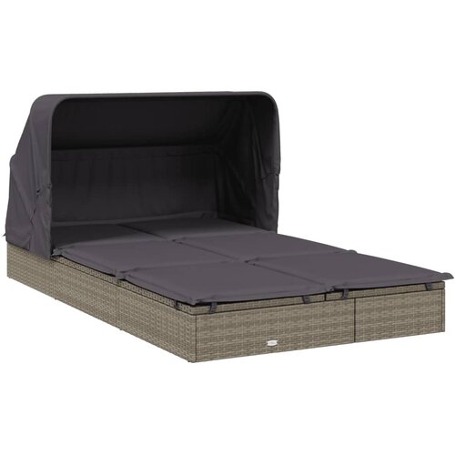 LEŽAJ za sunčanje za 2 osobe sivi 213 x 118 x 97 cm poliratan Slike