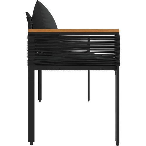  Vanjska klupa s jastukom Crna 117 x 54 x 74.5 cm poliratan Slike