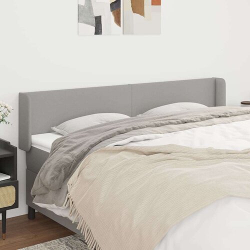  Vzglavje z u&amp;scaron;esi svetlo sivo 203x16x78/88 cm blago, (20794233) Slike