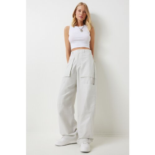  Women's Stone Zippered Parachute Cargo Pants Cene