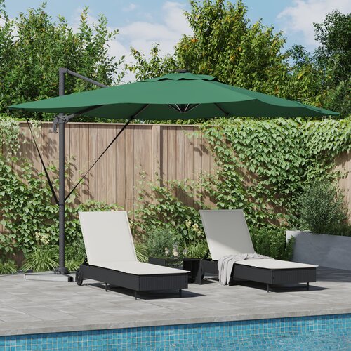 vidaXL Kantilever Roma senčnik z LED-ji Zelen 286x285x270 cm Aluminij Cene