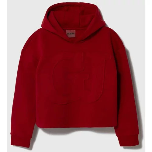Guess Otroški pulover rdeča barva, s kapuco
