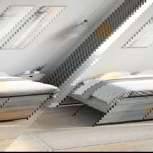 Furnova Posteljni okvir siva sonoma 120x200 cm inž. les in kovina, (21936504) Slike