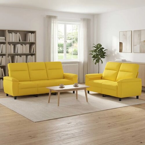  Set sofe 2 pcs Svijetlo žuta Tkanina - Svjetložuta 2-sjedalna (140 cm) + 3-sjedalna Cene