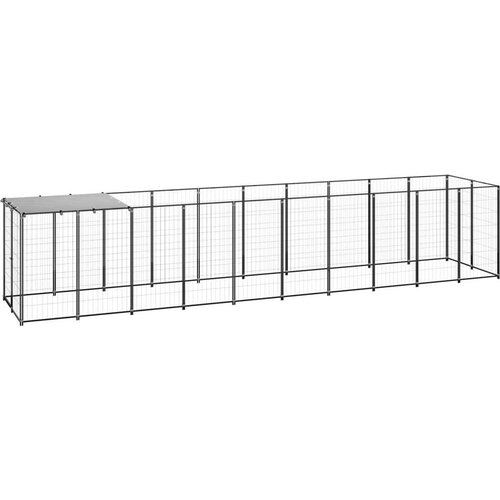  Pasji boks črn 6,05 m&sup2; jeklo - - črna - 39.55 - 550 x 110 x 110 cm - 2025- Cene