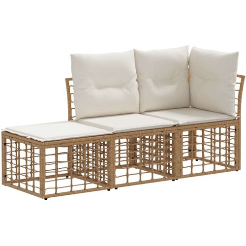  Set vanjskih sofa s jastukom 3 pcs Prirodna Poliester - Prirodna Cijene