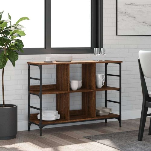  Komoda smeđa boja hrasta 102x32x73 5 cm od konstruiranog drva Slike