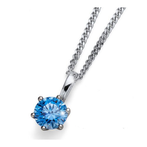 Ženski oliver weber brilliance 925ag medium blue zircon lančić sa swarovski kristalom ( 61125.blu ) Slike