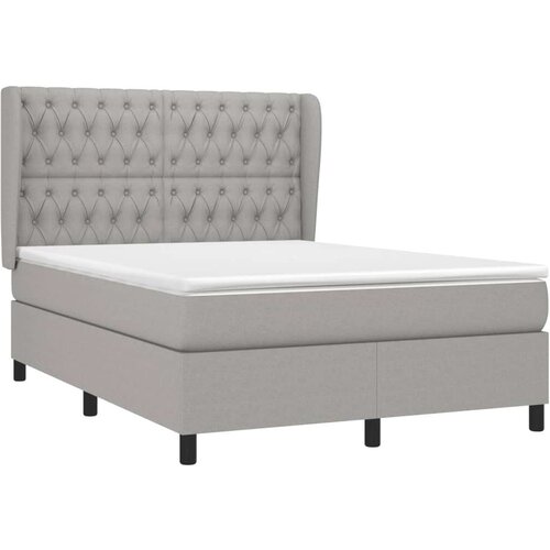  Krevet s oprugama i madracem svjetlosivi 140x190 cm od tkanine Slike