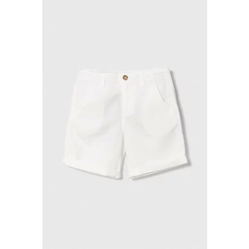 United Colors Of Benetton Otroške lanene kratke hlače bela barva