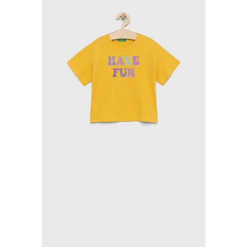 United Colors Of Benetton Dječja pamučna majica kratkih rukava boja: žuta