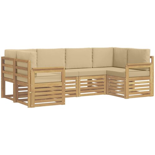  Set vanjskih sofa 5 pcs Bijela i Bež 245 x 128,5 x 73 cm Slike