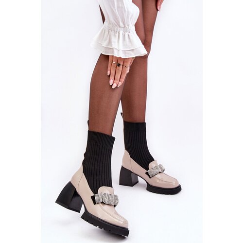 S. BARSKI Women&amp;#039;s Sock Boots on Heel Beige SBarski Slike