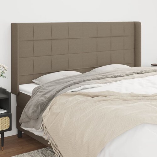 VidaXL Uzglavlje s u&amp;scaron;ima smeđesivi 163x16x118/128 cm od tkanine Slike
