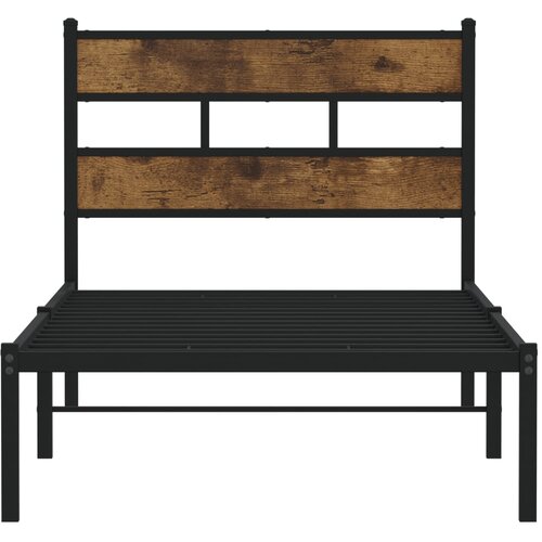  Metalni okvir kreveta bez madraca boja hrasta 75x190 cm Slike