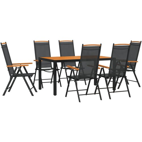  7-dijelni vrtni blagovaonski set crno-smeđi aluminijski Slike